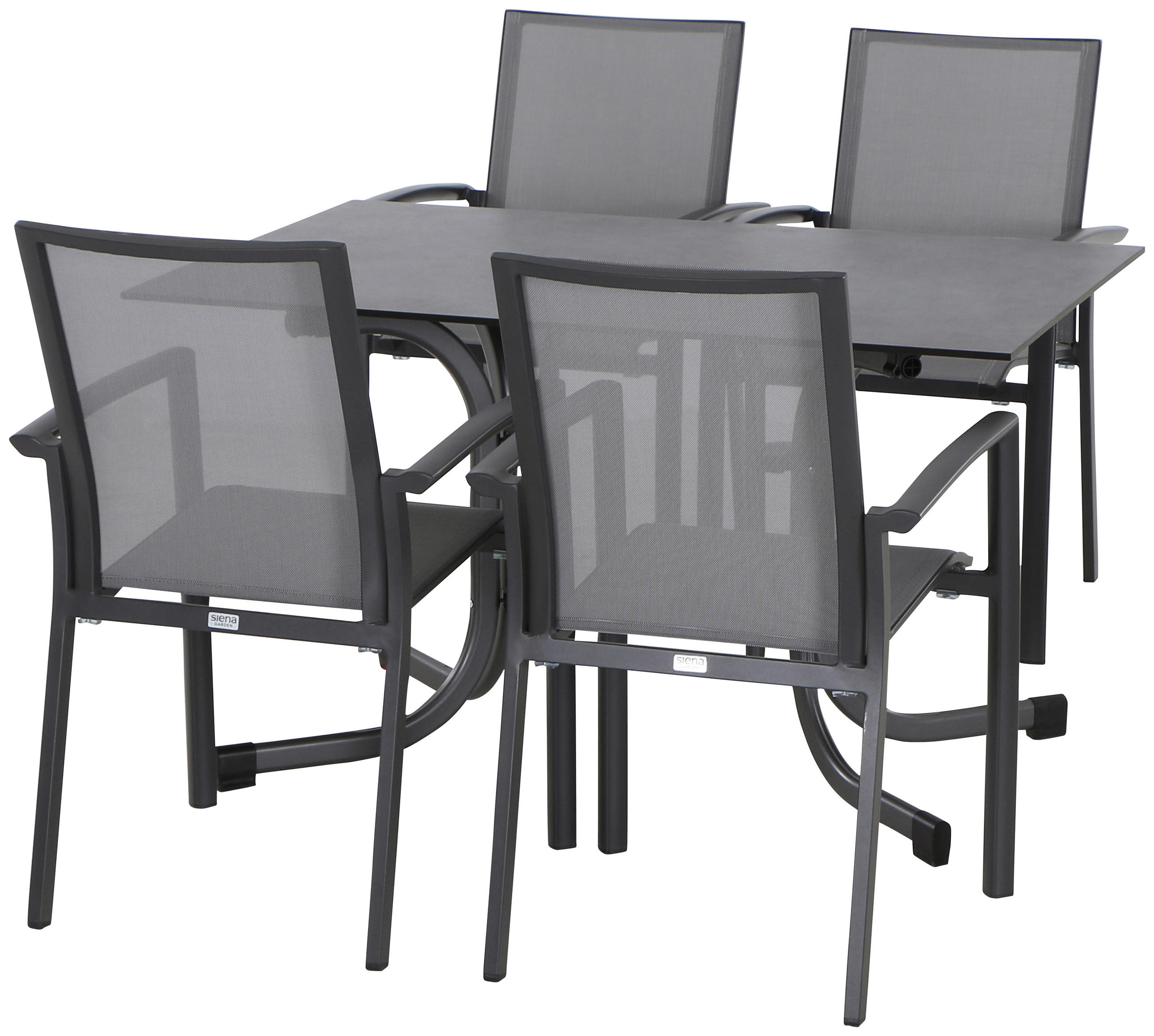 GARTENTISCHGRUPPE  - Anthrazit/Alufarben, KONVENTIONELL, Keramik/Textil - Siena Garden