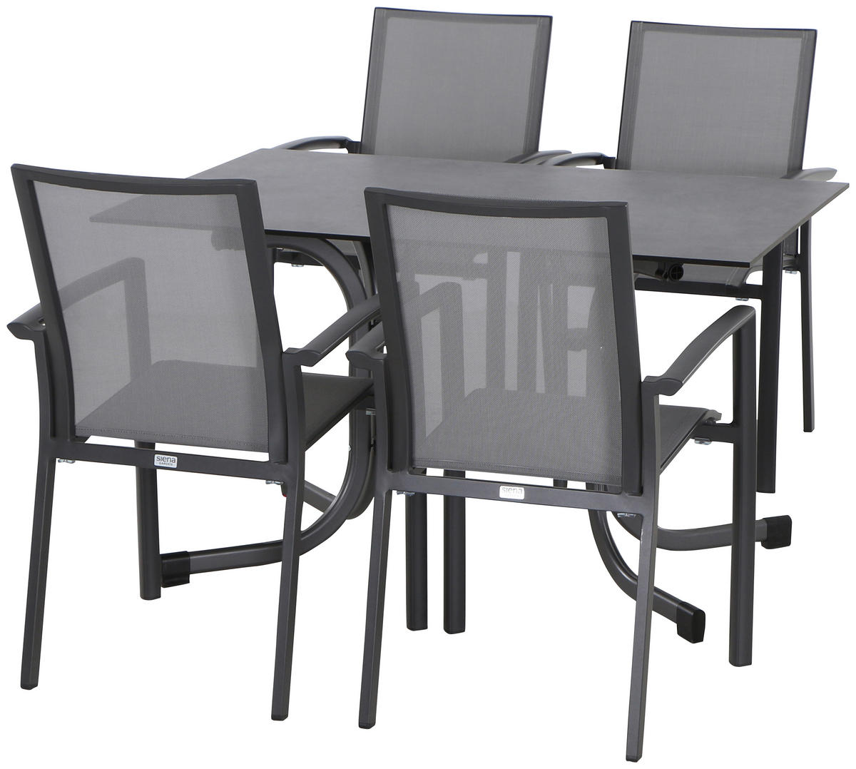 GARTENTISCHGRUPPE  - Anthrazit/Alufarben, KONVENTIONELL, Keramik/Textil - Siena Garden