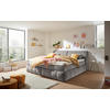 BOXSPRINGBETT 240/200 cm,  in Graubraun, gepolstertes Kopfteil, Bettkasten, Topper, Matratzen, H2 = mittel  - Graubraun, MODERN, Holzwerkstoff/Kunststoff (240/200cm) - MID.YOU
