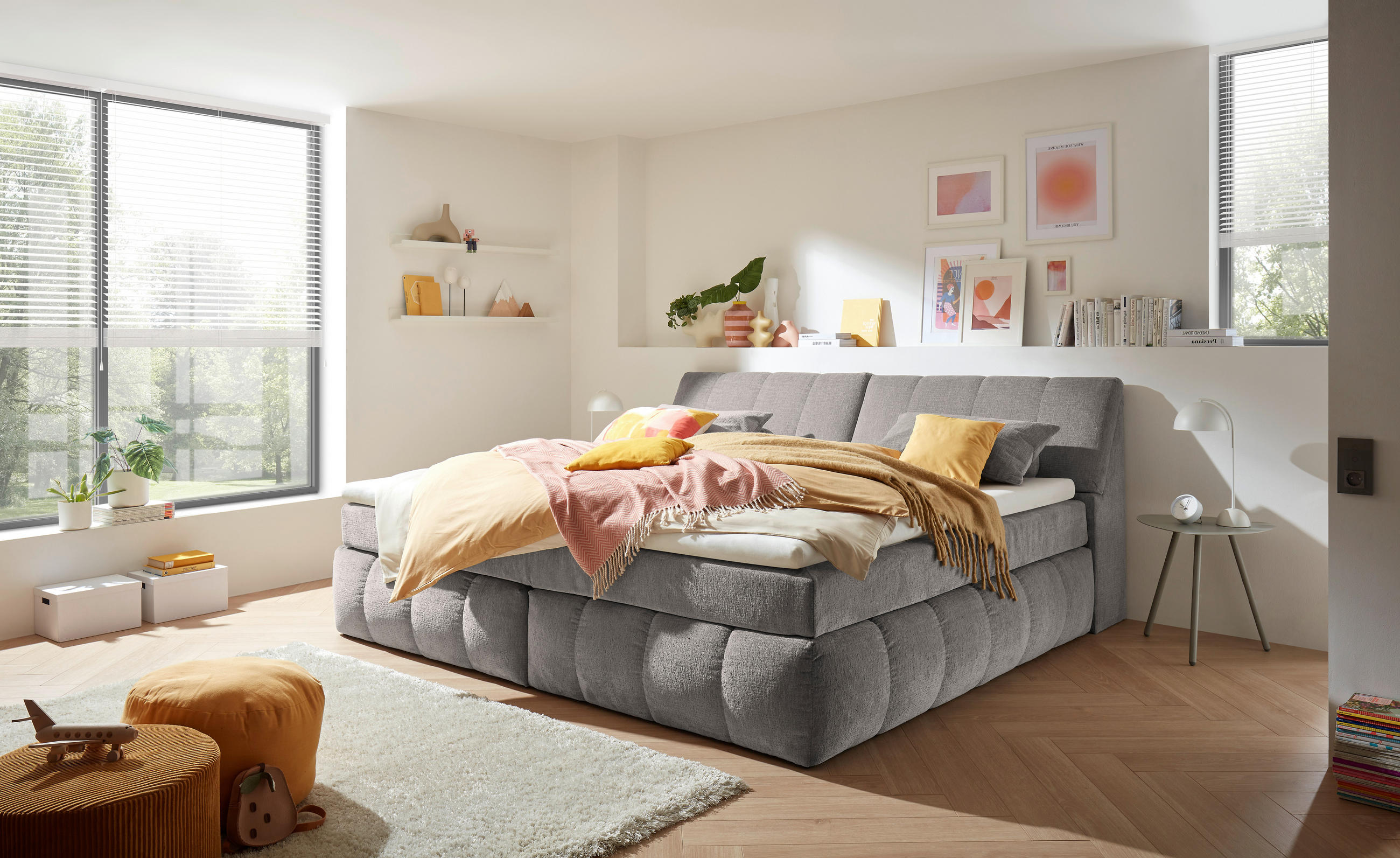 Mid.you Boxspringbett Graubraun 240x200 cm