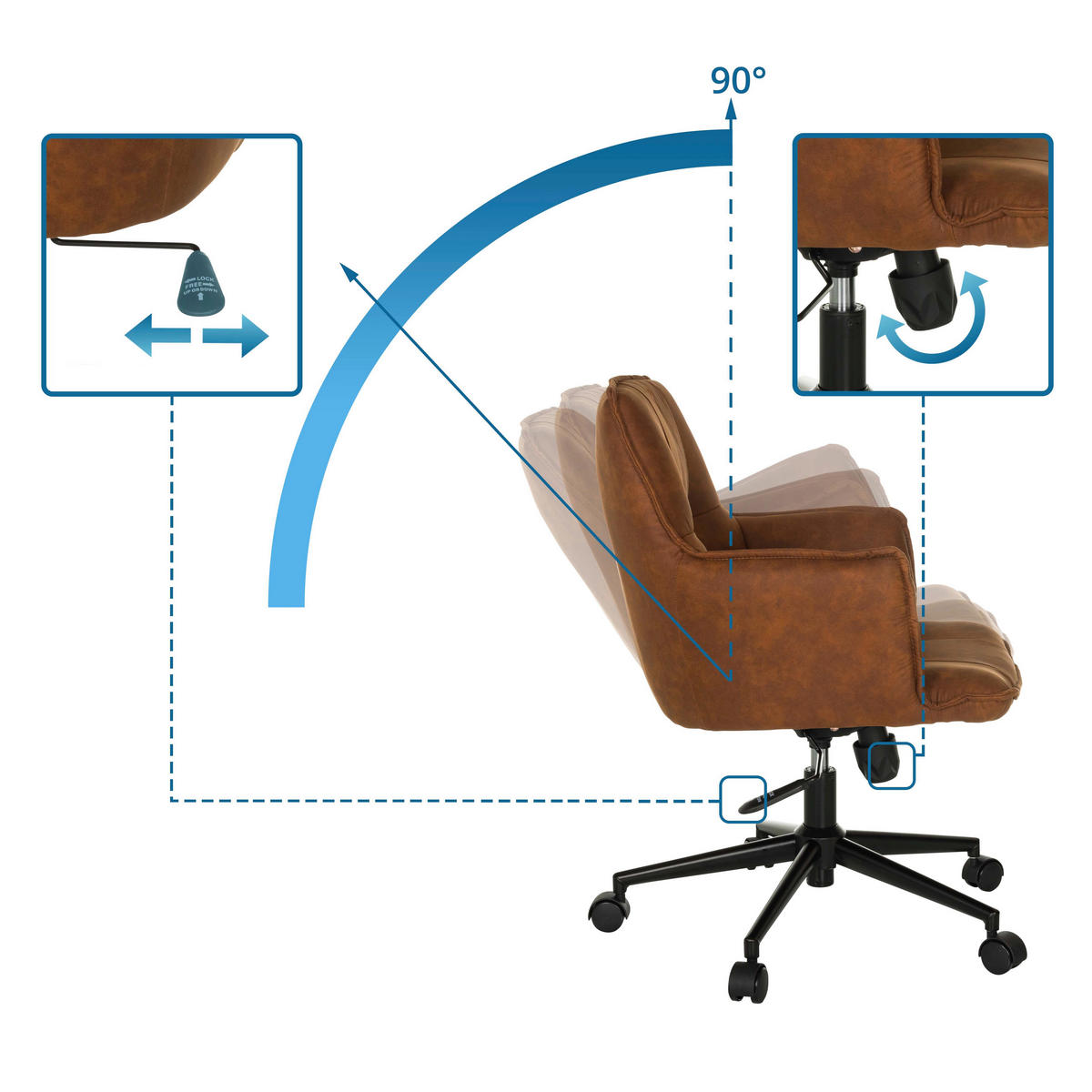 DREHSTUHL Braun  - Schwarz/Braun, MODERN, Kunststoff/Textil (54/85/70cm) - MID.YOU