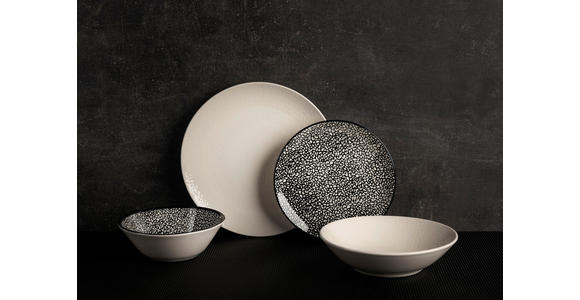 KOMBISERVICE Grau, Schwarz, Weiß 24-teilig 6 Personen  - Schwarz/Weiß, LIFESTYLE, Keramik - Novel