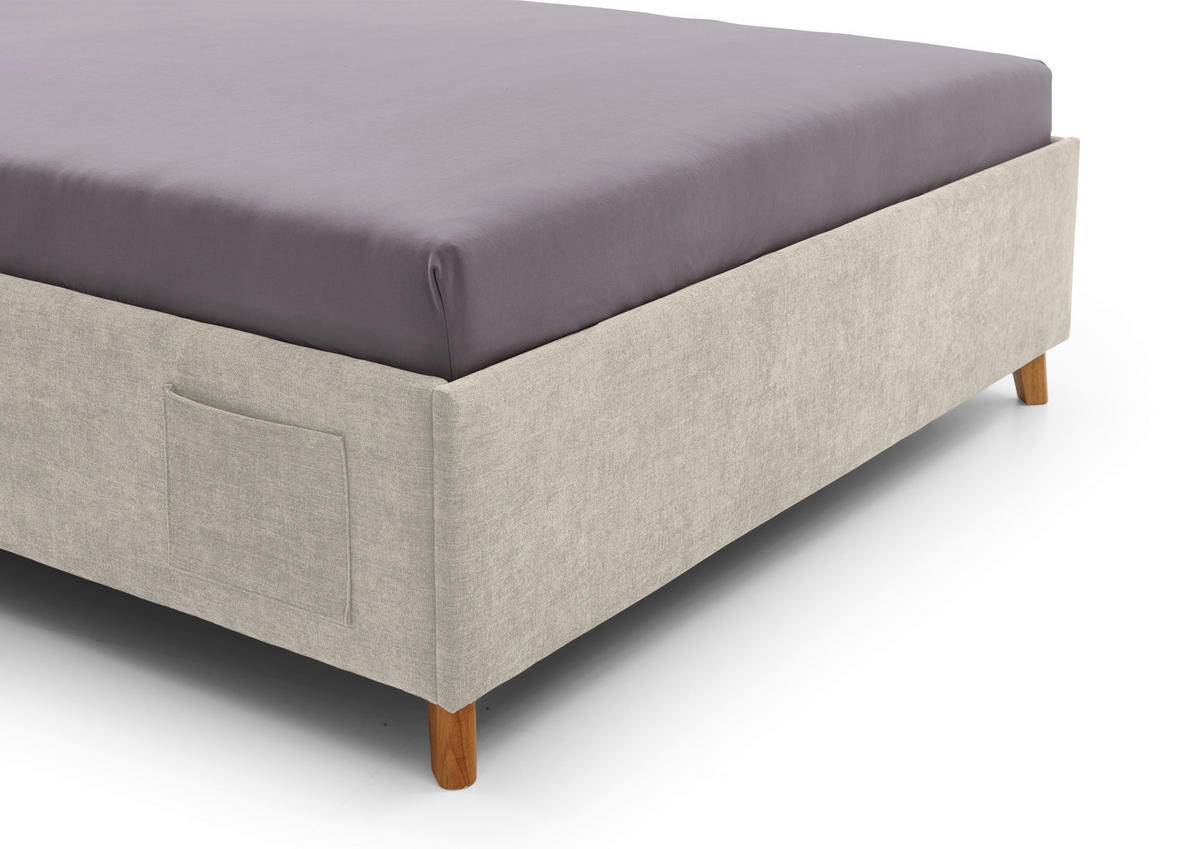 POLSTERBETT 120/200 cm  in Beige  - Eichefarben/Beige, KONVENTIONELL, Holz/Textil (120/200cm) - Stylife