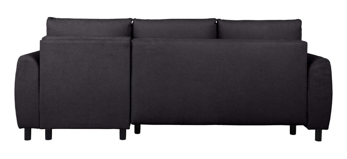 ECKSOFA Moli Schwarz Mikrofaser  - Schwarz, Design, Textil/Metall (236/148cm) - MID.YOU