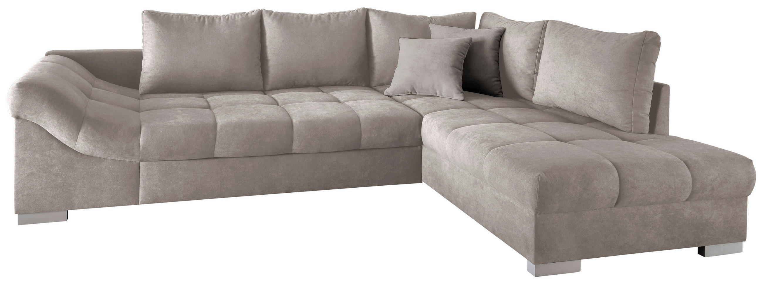ECKSCHLAFSOFA Taupe Mikrofaser  - Taupe/Silberfarben, Design, Holz/Textil (298/202cm) - MID.YOU