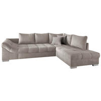 ECKSCHLAFSOFA  in Mikrofaser Taupe  - Taupe/Silberfarben, Design, Holz/Textil (298/202cm) - MID.YOU