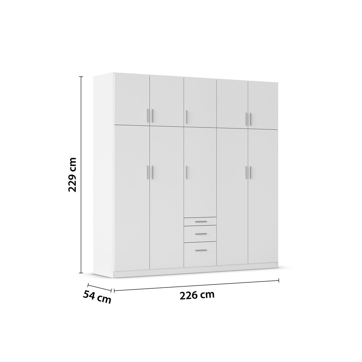 DREHTÜRENSCHRANK in Weiss  - Weiss/Alufarben, Design, Holzwerkstoff/Kunststoff (226/229/54cm) - Rauch Möbel