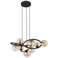 HÄNGELEUCHTE 65/120 cm    - Klar/Schwarz, Design, Glas/Metall (65/120cm) - Globo
