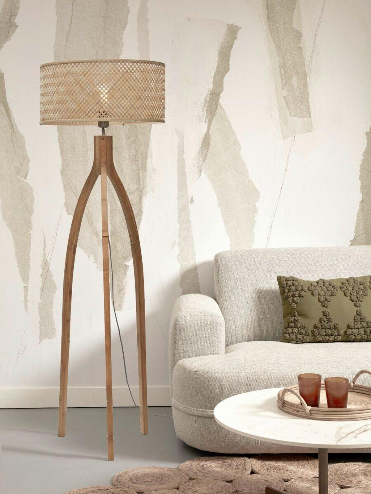 STOJACÍ LAMPA, 50/50/145 cm - přírodní barvy, Trend (50/50/145cm) - Good & Mojo