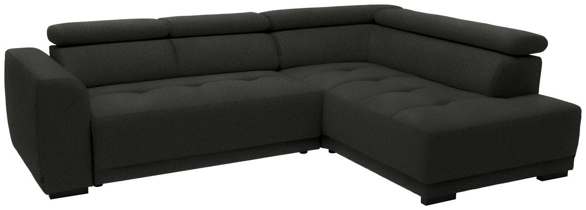 ECKSOFA in Struktur Schwarz  - Schwarz, Design, Kunststoff/Textil (284/205cm) - MID.YOU