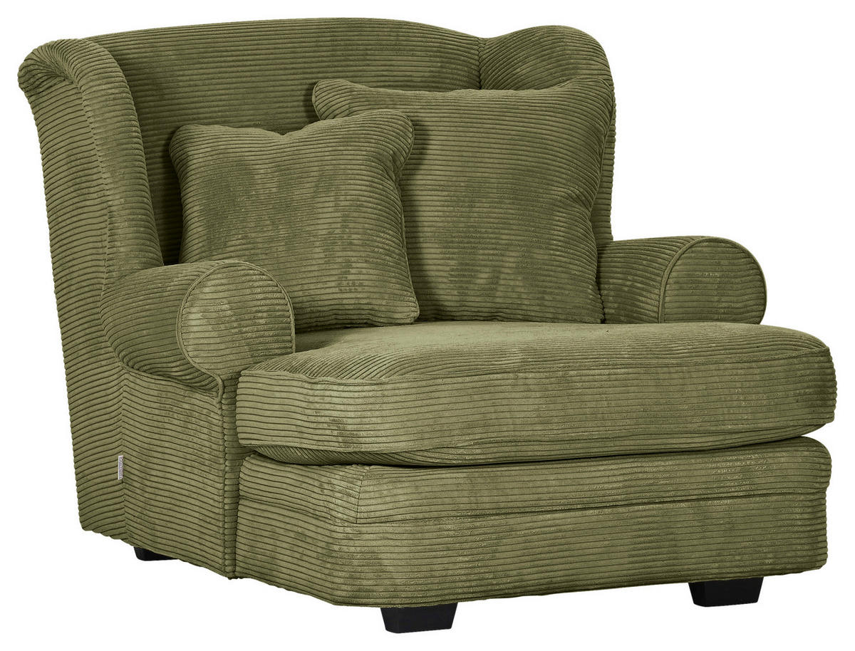 XXL KRESLO, textil, tmavozelená - tmavohnedá/tmavozelená, Design, drevo/textil (121/100/140cm) - Ambia Home