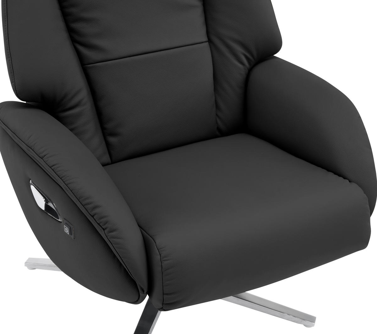 MASÁŽNE KRESLO, textil, koža, čierna - čierna/strieborná, Design, kov/koža (76/107/82cm) - Livetastic