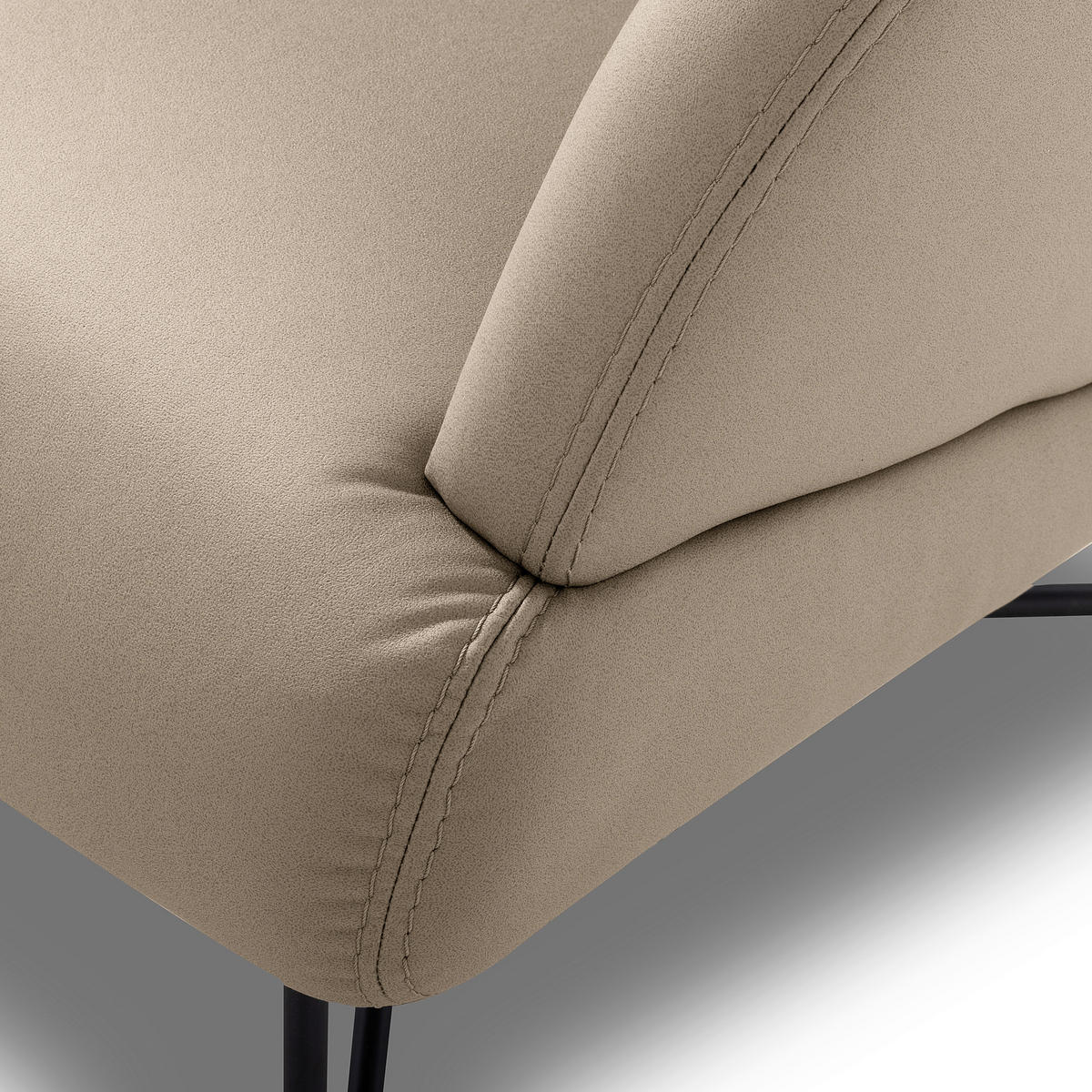 SESSELSET in Lederlook Beige  - Beige, Design, Textil/Metall (67/87/74cm) - Livetastic