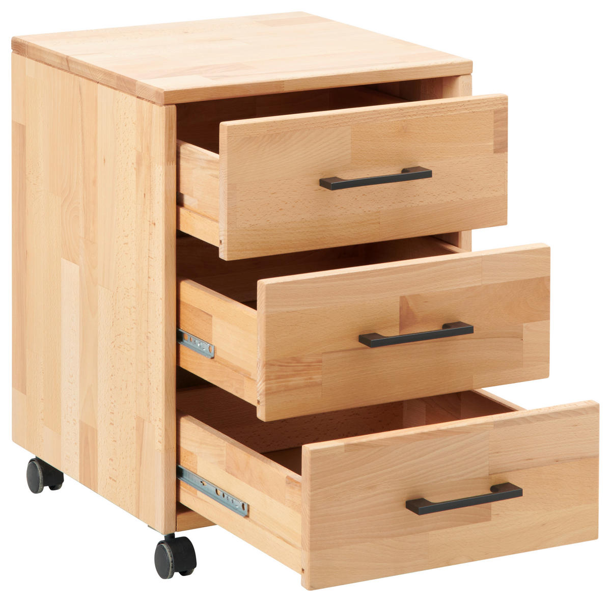 ROLLCONTAINER  - Schwarz/Kernbuche, Basics, Holz/Kunststoff (40/56,7/42cm) - Livetastic