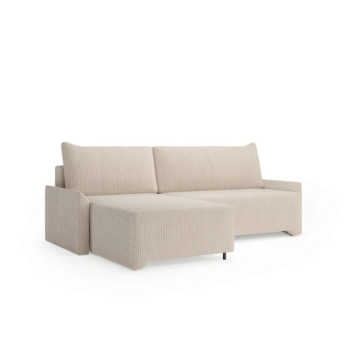 ECKSOFA LOCO in Cord Beige  - Beige/Schwarz, Design, Kunststoff/Textil (174/245cm) - MID.YOU