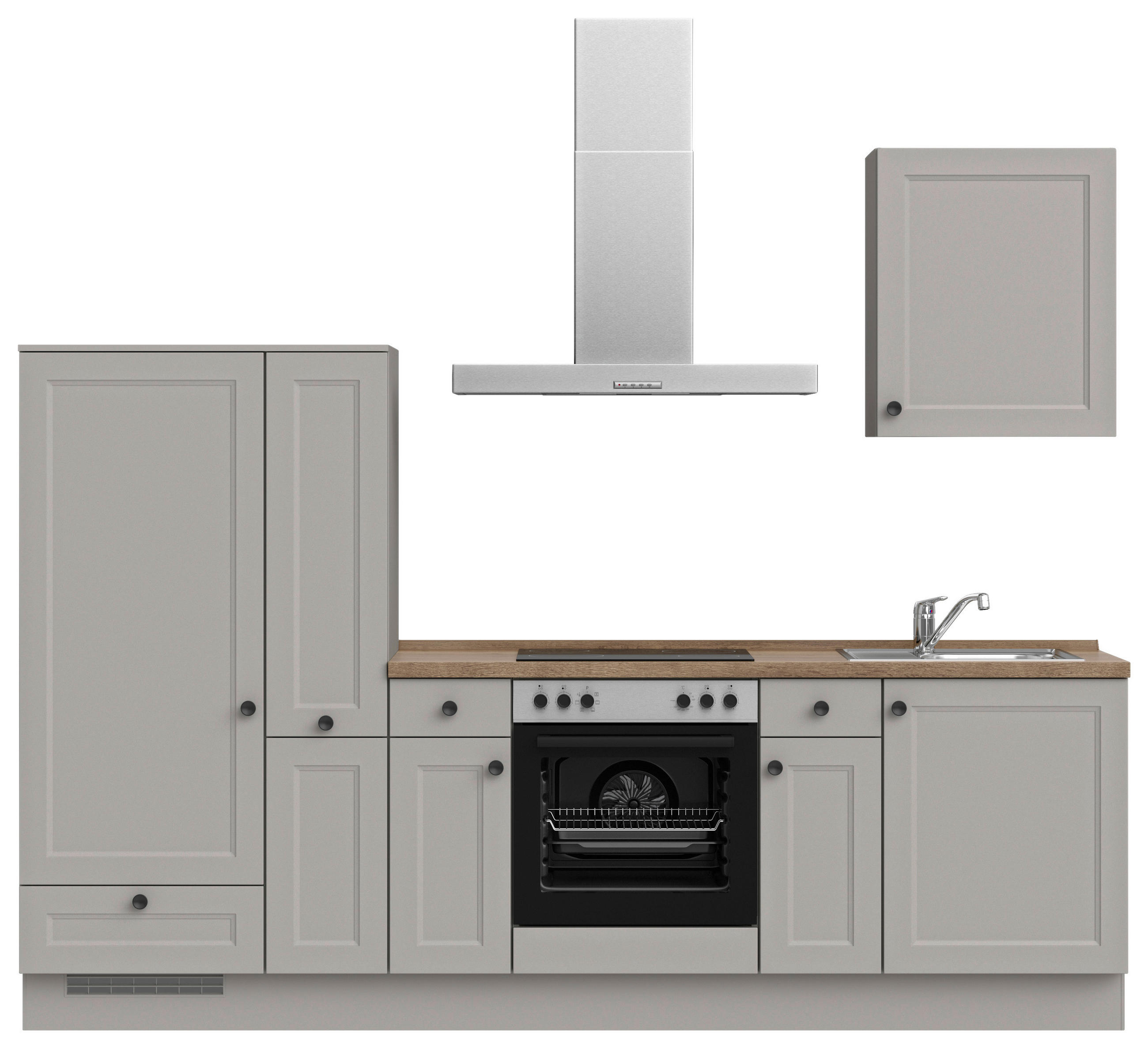 KÜCHENLEERBLOCK 270 cm   in Grau, Eiche dunkel  - Eiche dunkel/Schwarz, MODERN, Holzwerkstoff/Metall (270cm) - Nobilia
