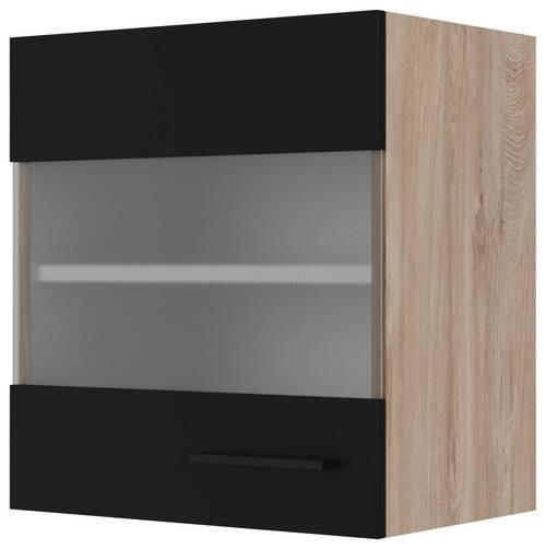 KÜCHENOBERSCHRANK 50/54,8/32 cm  in Klar, Schwarz, Eichefarben  - Klar/Eichefarben, KONVENTIONELL, Holzwerkstoff/Metall (50/54,8/32cm) - FlexWell