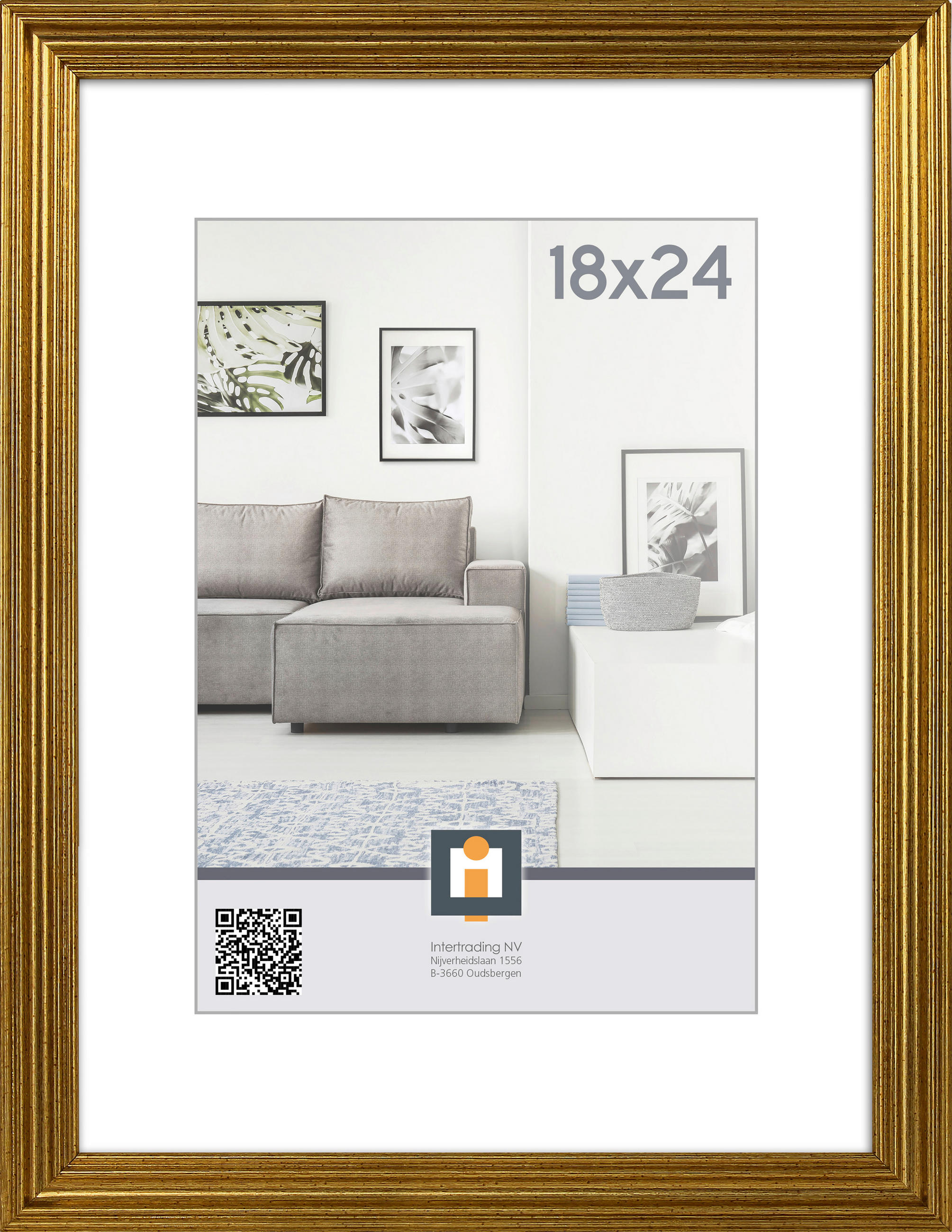 KÉPKERET  - aranyszínű, Basics, műanyag/üveg (20cm)