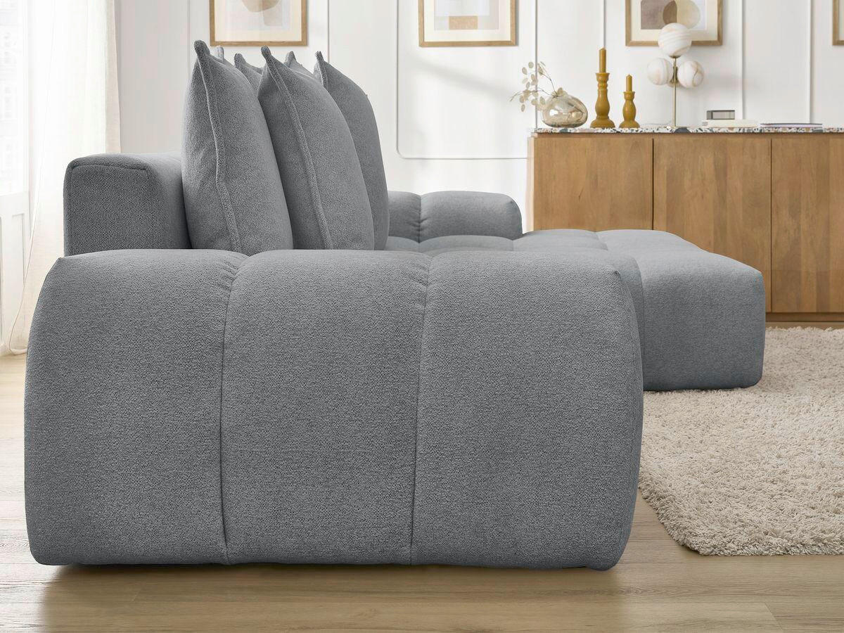 ECKSCHLAFSOFA EVEREST  mit Rücken echt, Armteil links, Armteil rechts Flachgewebe Dunkelgrau  - Dunkelgrau/Schwarz, MODERN, Kunststoff/Textil (318/180cm) - Livetastic