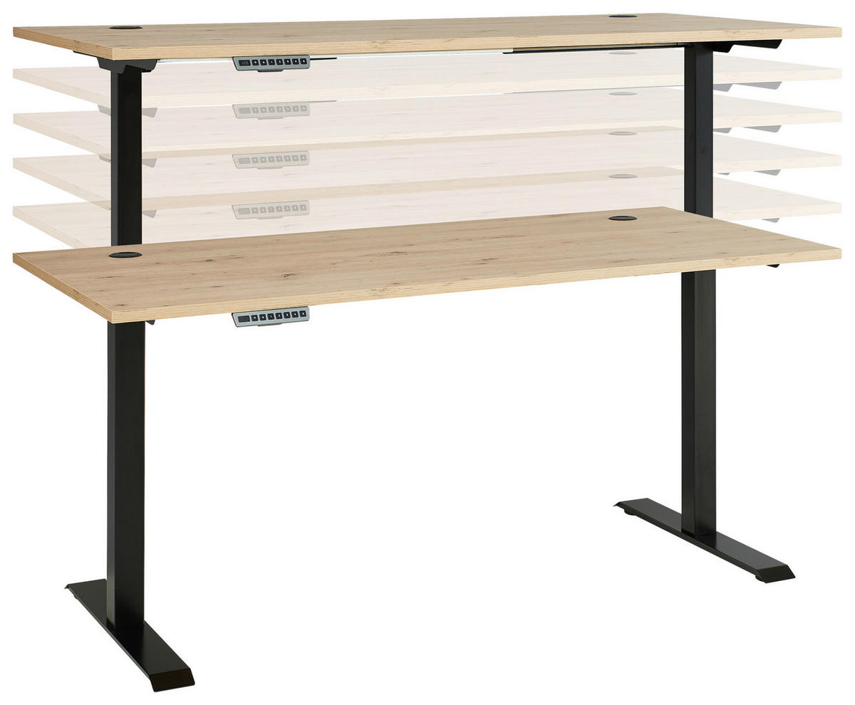 ÍRÓASZTAL 160/72/77 cm  - grafitszürke/Artisan tölgy, Modern, faalapú anyag/fém (160/72/77cm) - Voleo