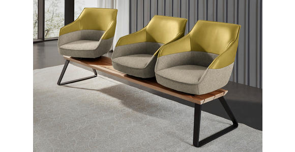 SITZBANK 210/87/67 cm in Braun, Weiß, Honig - Beige/Schwarz, Design, Leder/Holz (210/87/67cm) - Ambiente