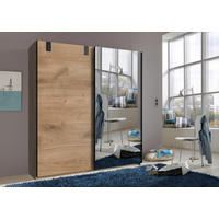 SCHWEBETÜRENSCHRANK 135/198/64 cm,  in Eichefarben, Silberfarben, 2 Tür(en)  - Eichefarben/Silberfarben, Basics, Holzwerkstoff (135/198/64cm) - MID.YOU