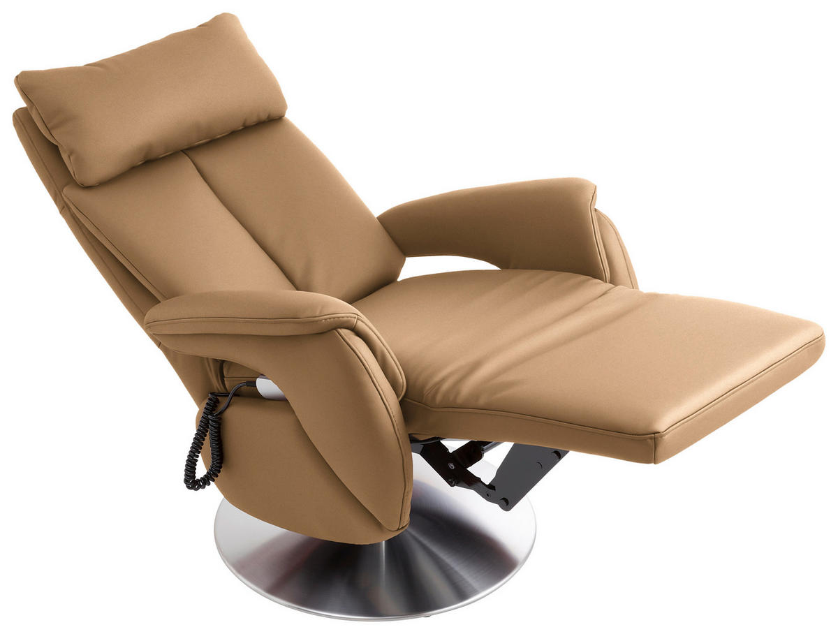RELAXSESSEL in Leder Cappuccino  - Edelstahlfarben/Cappuccino, Konventionell, Leder/Metall (78/110/81cm) - Cantus