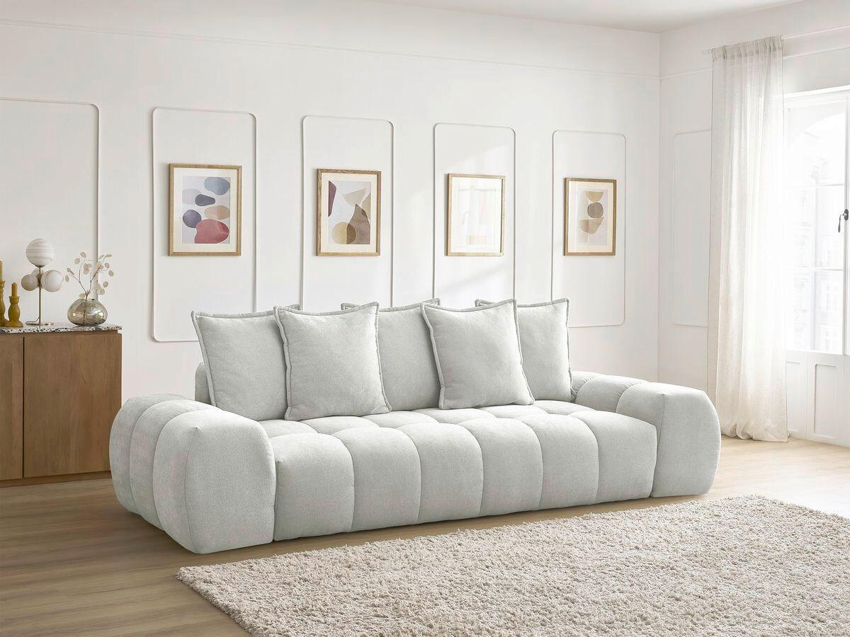 SCHLAFSOFA EVEREST  mit Rücken echt, Armteil links, Armteil rechts Struktur Hellgrau  - Hellgrau/Schwarz, MODERN, Kunststoff/Textil (278/115/90cm)