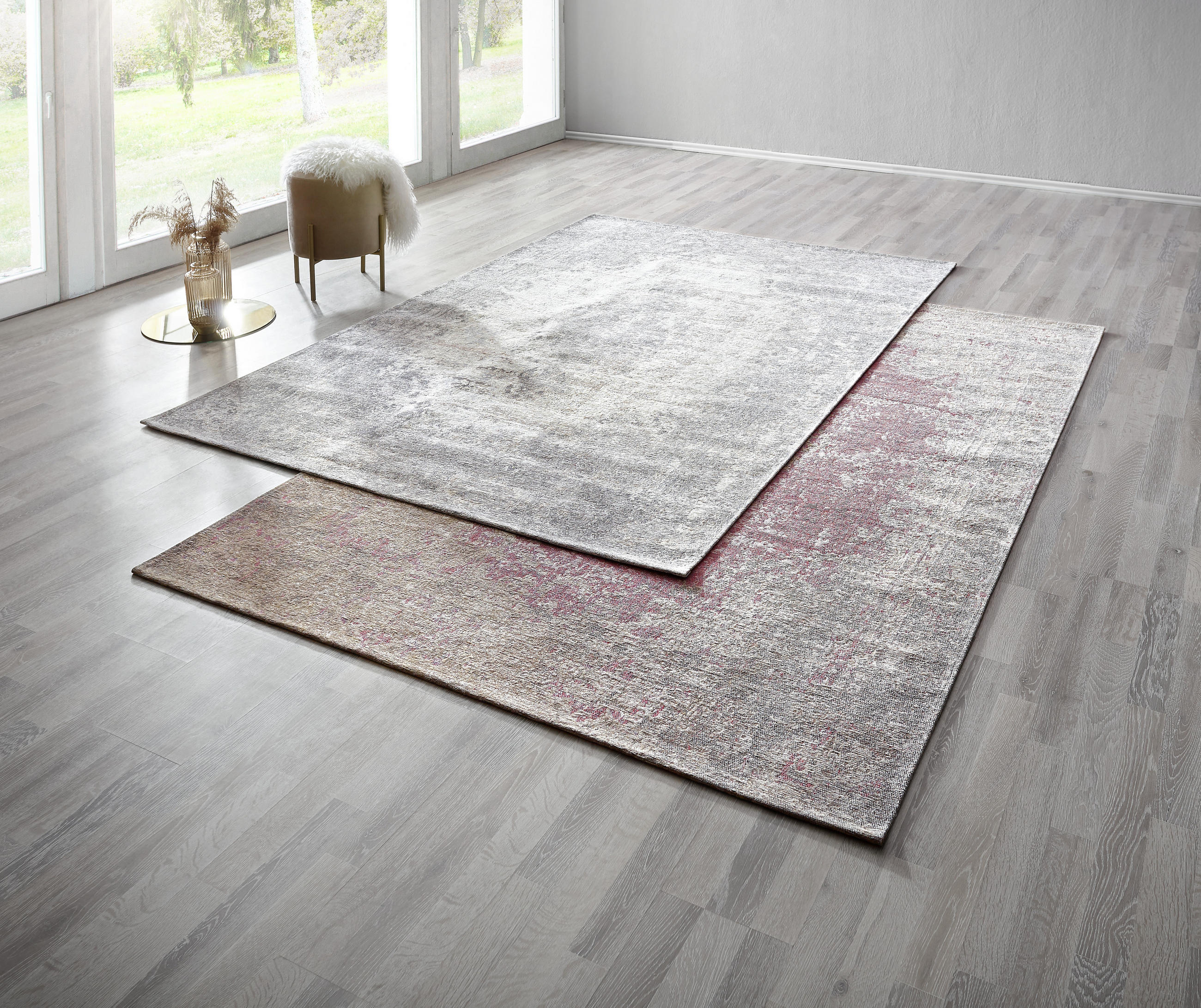 VINTAGE-TEPPICH 120/170 cm Silberfarben  - Silberfarben, Design, Textil (120/170cm) - Novel