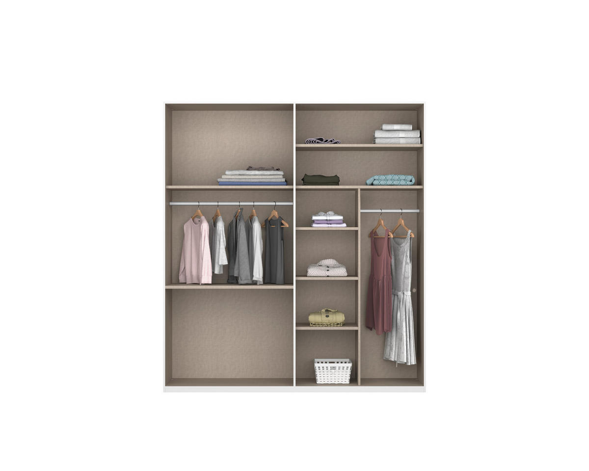 DREHTÜRENSCHRANK 201/223/60 cm,  in Champagner, 4-türig  - Chromfarben/Champagner, Design, Glas/Holzwerkstoff (201/223/60cm) - home24