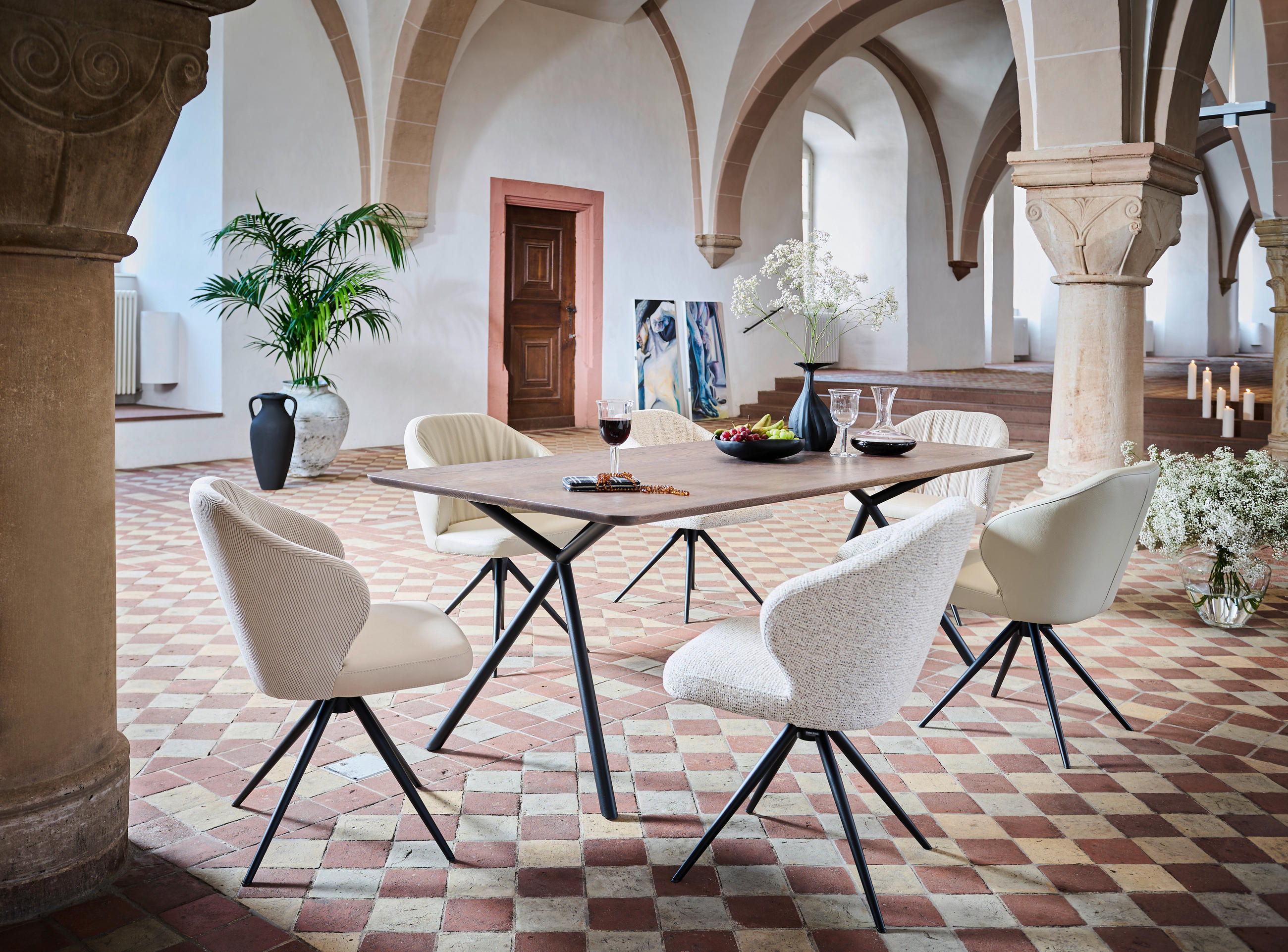 STUHL Echtleder Cappuccino - Schwarz/Cappuccino, Design, Leder/Metall (61/84/61cm) - Dieter Knoll