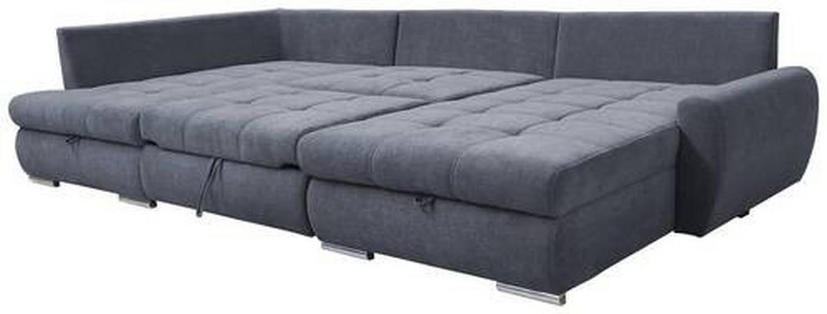 ECKSOFA in Velours Grau  - Chromfarben/Grau, Design, Kunststoff/Textil (173/322/174cm) - Livetastic