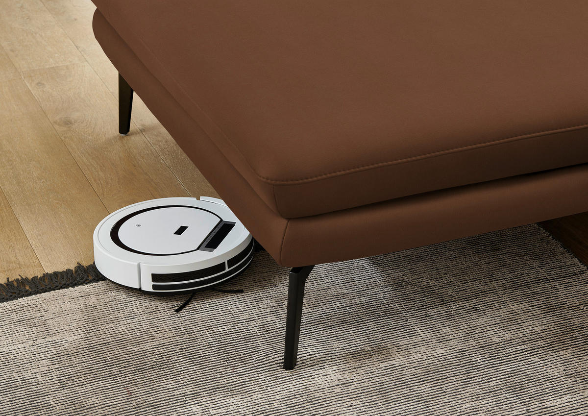 ECKSOFA in Echtleder Hellbraun  - Hellbraun/Schwarz, Design, Leder/Metall (180/310cm) - Dieter Knoll