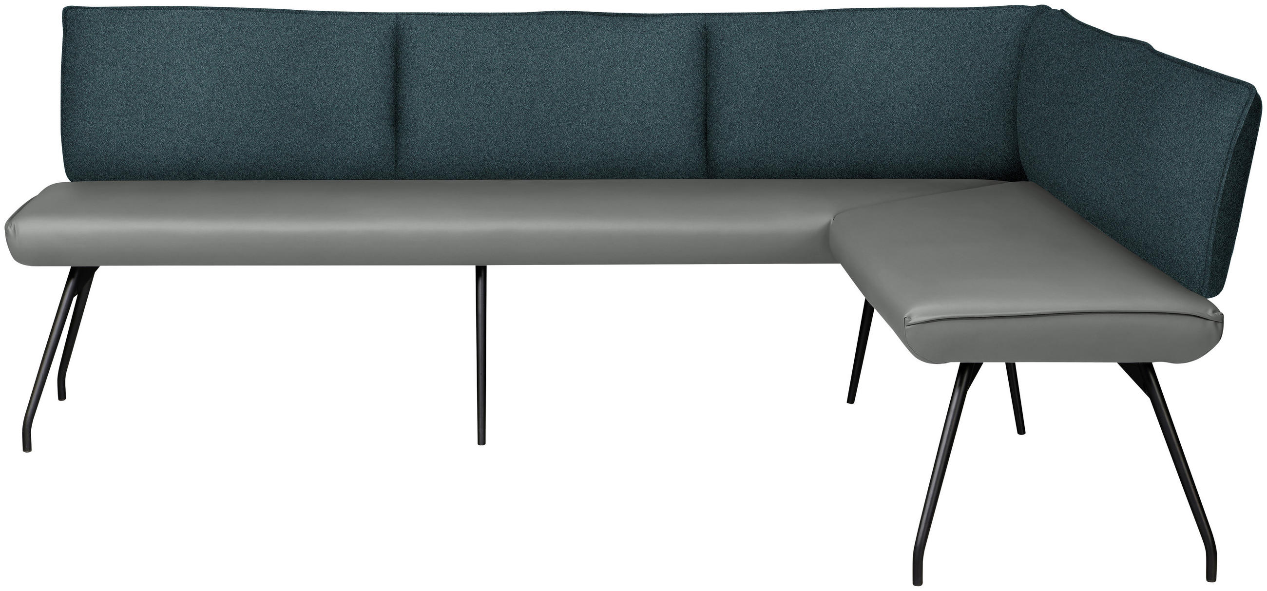 ECKBANK 225/165 cm  in Graublau  - Graublau/Schwarz, Design, Textil/Metall (225/165cm) - Moderano