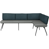 ECKBANK 225/165 cm  in Graublau  - Graublau/Schwarz, Design, Textil/Metall (225/165cm) - Moderano