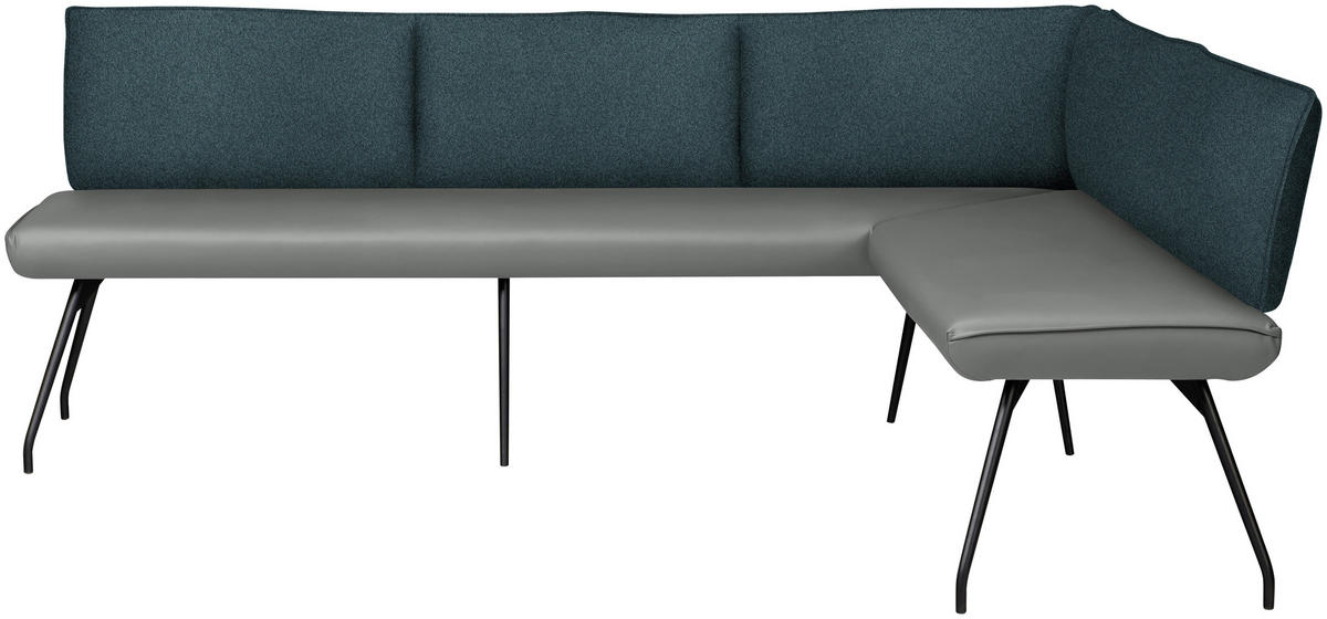 ECKBANK 225/165 cm  in Graublau  - Graublau/Schwarz, Design, Textil/Metall (225/165cm) - Moderano
