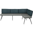 ECKBANK 225/165 cm  in Graublau  - Graublau/Schwarz, Design, Textil/Metall (225/165cm) - Moderano