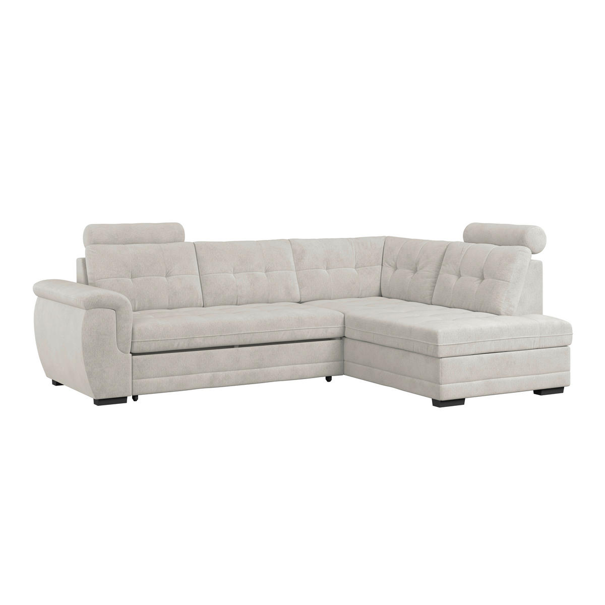 ECKSOFA  Mikrofaser, Struktur Beige  - Beige/Schwarz, Konventionell, Kunststoff/Textil (251/183cm) - MID.YOU