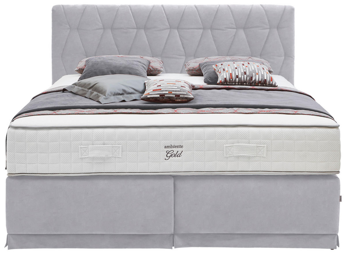 BOXSPRINGBETT 180/200 cm  in Hellgrau  - Hellgrau, Konventionell, Textil (180/200cm) - Ambiente