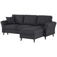 ECKSOFA in Velours Schwarz  - Schwarz, KONVENTIONELL, Holz/Textil (244/159cm) - Carryhome