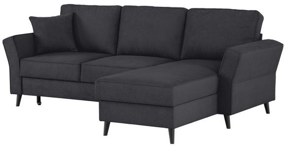 ECKSOFA Schwarz Velours - Schwarz, KONVENTIONELL, Holz/Textil (244/159cm) - Carryhome