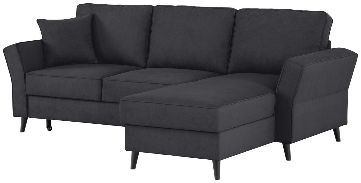 ECKSOFA in Velours Schwarz  - Schwarz, Konventionell, Holz/Textil (244/159cm) - Carryhome