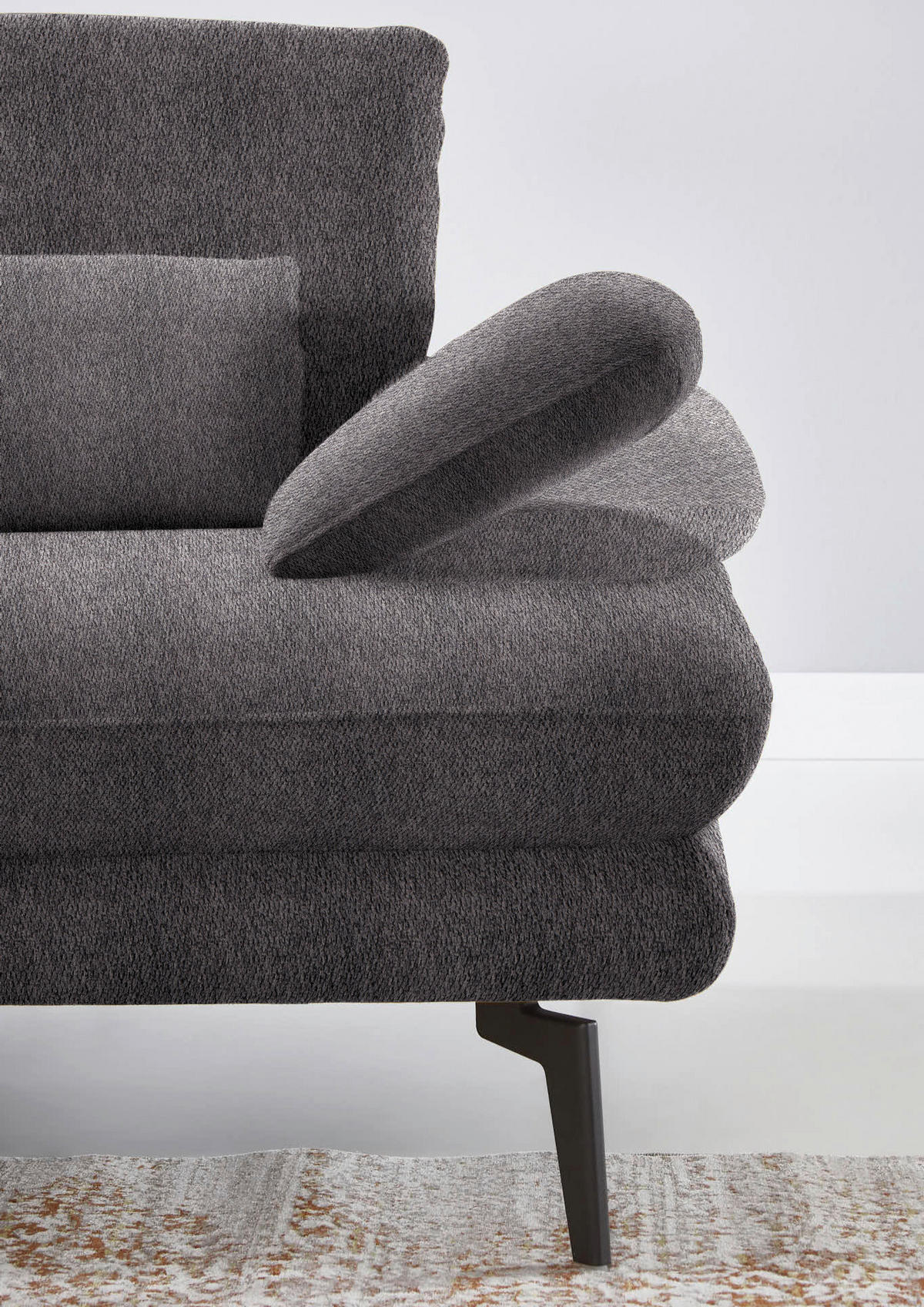 ECKSOFA in Chenille Anthrazit  - Anthrazit/Schwarz, Design, Textil/Metall (180/310cm) - Dieter Knoll