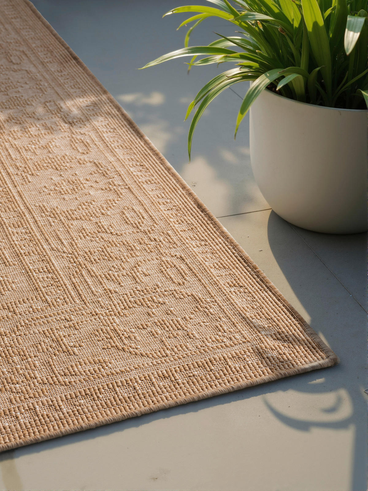 OUTDOORTEPPICH 120/170 cm Duet Weiß, Sandfarben  - Sandfarben/Weiß, Design, Kunststoff (120/170cm)