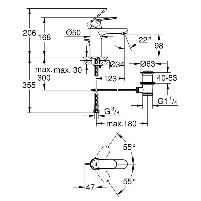 TVÄTTSTÄLLSBLANDARE 23,5/6,5/25,5 cm  - svart, Basics, metall (23,5/6,5/25,5cm) - Grohe