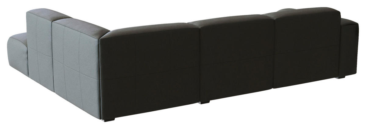 ECKSOFA Dunkelgrau Echtleder  - Dunkelgrau/Schwarz, Design, Leder/Holz (288/231cm) - Livetastic