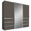 SCHWEBETÜRENSCHRANK in Dunkelgrau  - Chromfarben/Dunkelgrau, Design, Glas/Holzwerkstoff (250/217/67cm) - Novel