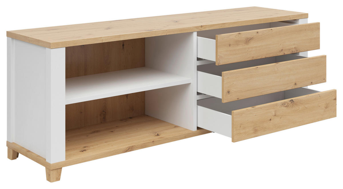 LOWBOARD  in 174/65/48 cm  - Weiß/Eiche Artisan, KONVENTIONELL, Holzwerkstoff/Kunststoff (174/65/48cm) - Hom`in