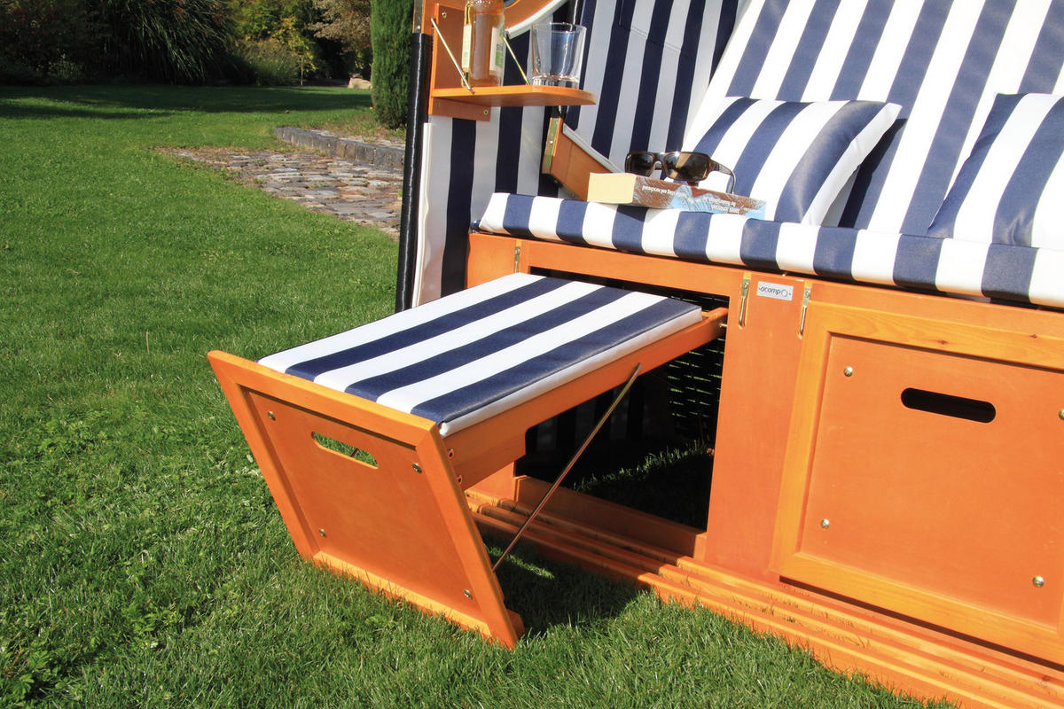 STRANDKORB 116/160/72 cm  - Blau/Weiss, Basics, Holz/Textil (116/160/72cm) - Acamp