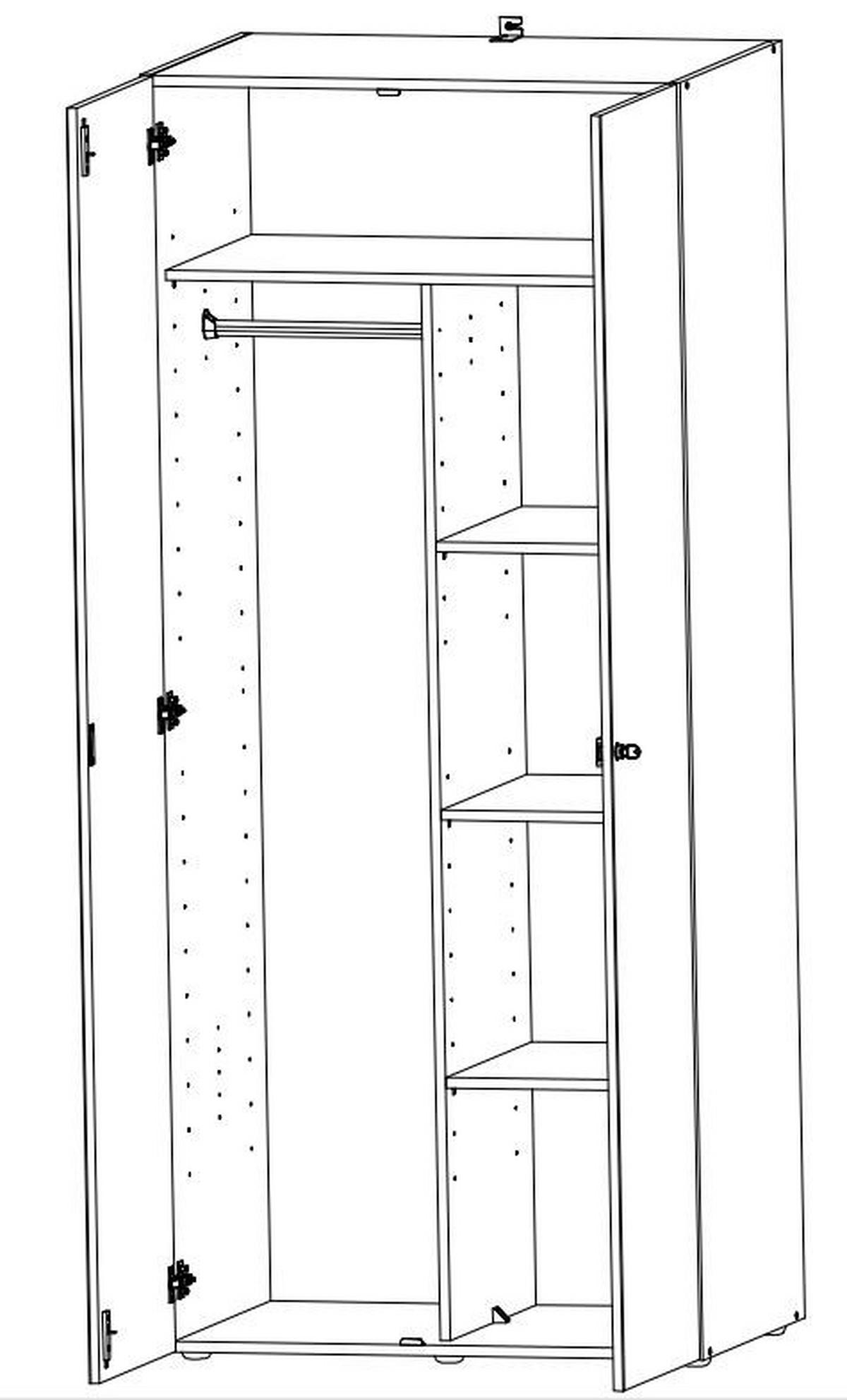 VEČNAMENSKA OMARA, barve grafita - barve aluminija/barve grafita, Konvencionalno, umetna masa/leseni material (80/185/54cm) - Xora
